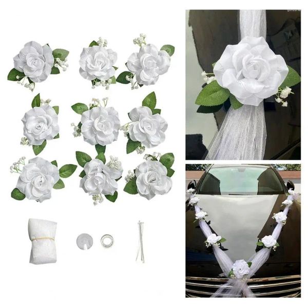 Fiori decorativi Decorazioni per auto da matrimonio artificiali Cappuccio Elegante set di fiori in stile europeo con facile