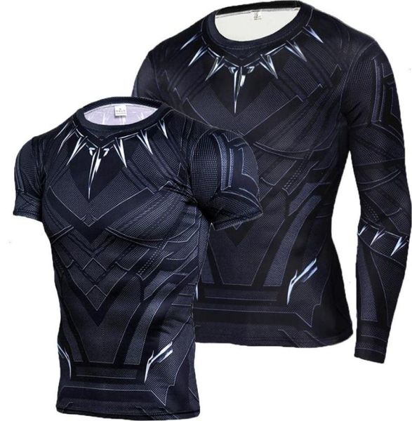 Black Panther Shirt Herren T-Shirts Männer Sportswear Kompressionsshirts Langarm Fitnessstudios Fitness Top T-Shirts Trainingskleidung T6634364