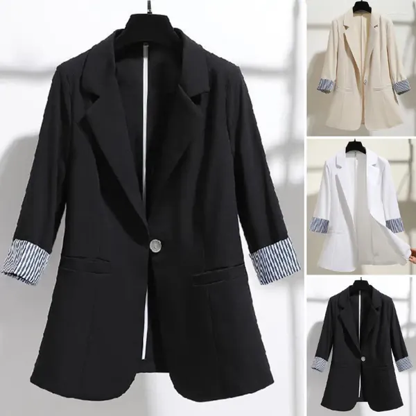 Abiti da donna Cappotto elegante Cappotto Protezione solare Vestibilità ampia Anti-UV Tinta unita Risvolto Bottone singolo Giacca da ufficio sottile Leggera