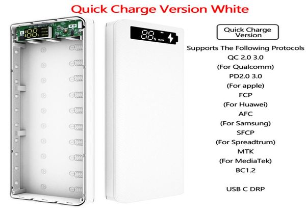 Epacket Versione di ricarica rapida 1018650 Scatole per power bank Carica doppia USB per telefono cellulare QC 30 PD Custodia per batteria 18650 fai-da-te Charg9032711