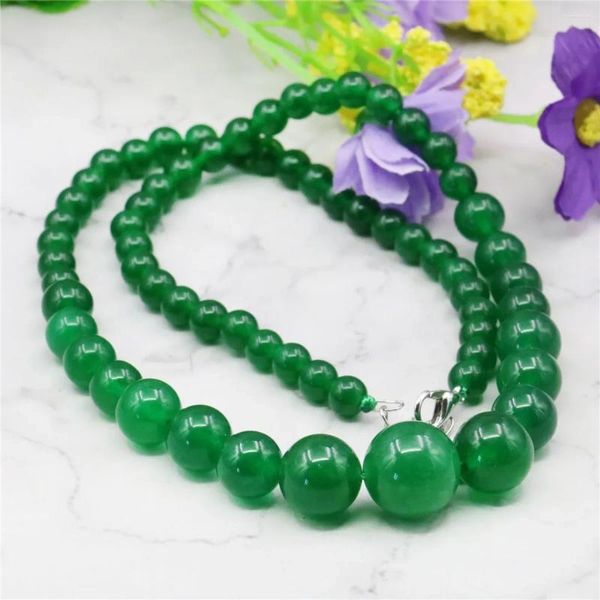 Correntes 6-14mm Rodada Verde Aventurine Jade Calcedônia Colar DIY Pedra Natural Acessório Mulheres Presentes Moda Jóias Fazendo Design