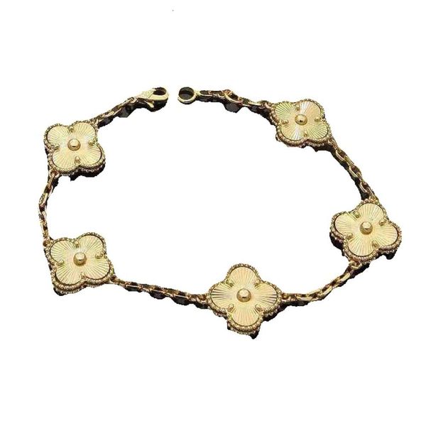 Designer-Gliederketten-Armband, vierblättriges Cleef-Kleeblatt, Damenmode, Goldarmbänder, Schmuck, U6 1332 V