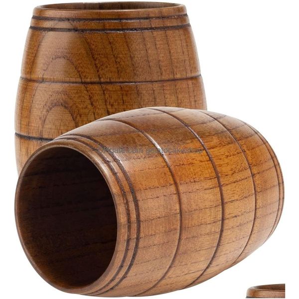 Weingläser aus Holz Big Belly Cups Bier Tee Kaffee Milch Wasser Tasse handgemachte natürliche Fichtenholz Saft Becher Küche Bar Drinkware Drop Dhttw