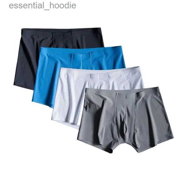 Cuecas 4 pçs/lote sem costura boxers de seda de luxo boxers roupa interior spandex 3d virilha boxer náilon shorts slipsc24315