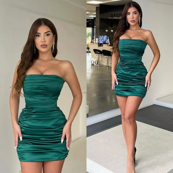 Зеленое хвост сексуальное платье без бретелек.