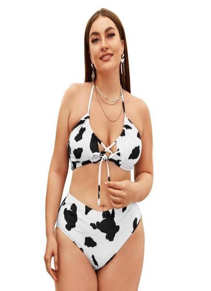 OnePiece Suits 2021 Bayanlar Büyük Boy Bikini Set Mayo Bölünmüş Vücut Kadın Seksi Süt Baskı Yağlı Kız 4xl SW1865872686