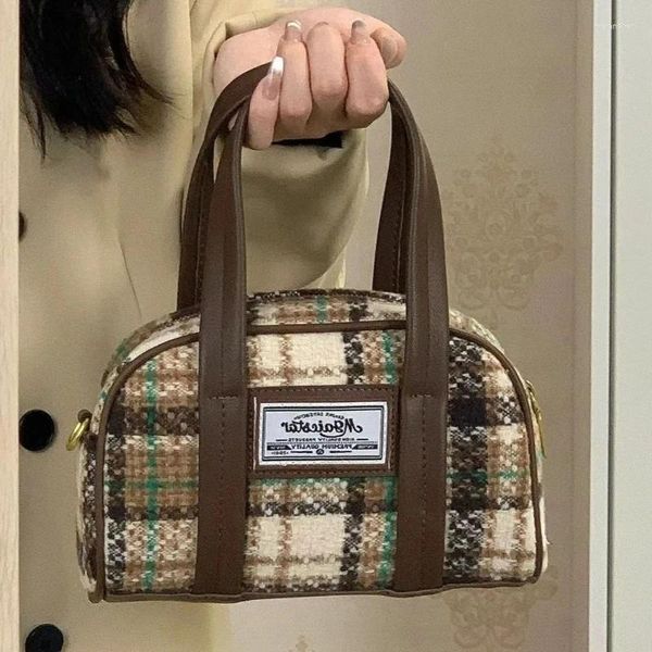 Sacos de ombro xiuya bonito bolsa carta xadrez moda vintage saco outono inverno harajuku estilo alta qualidade casual zíper crossbody