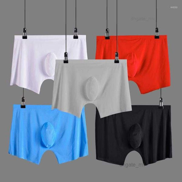 Cuecas homens roupa interior boxer shorts mens gelo seda sem costura u design convexo muito macio sexy masculino mens