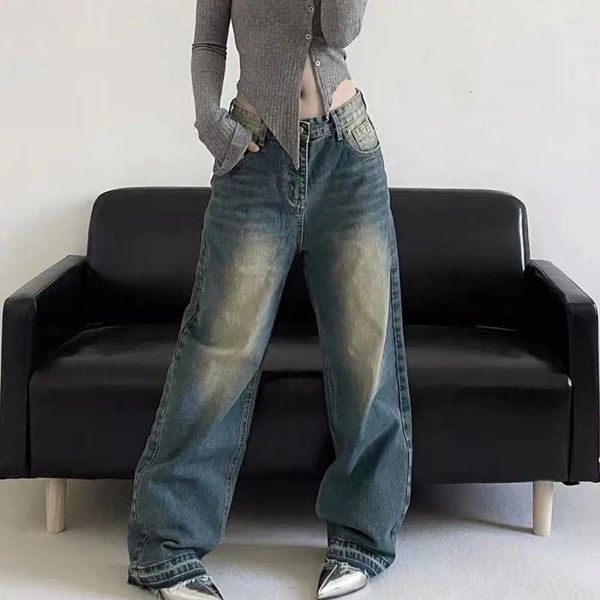 Damen Jeans American Vintage Wide Leg High Waist Straight Pants Herren Baggy Grunge Streetwear Style Denim Hose