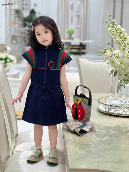 Popüler Kızlar Elbise Kazak Kumaş Çocuklar Etek Prenses Elbise Beden 100-160 cm Çocuk Tasarımcı Giysileri Fermuar Tasarım Bebek Frock 24mar
