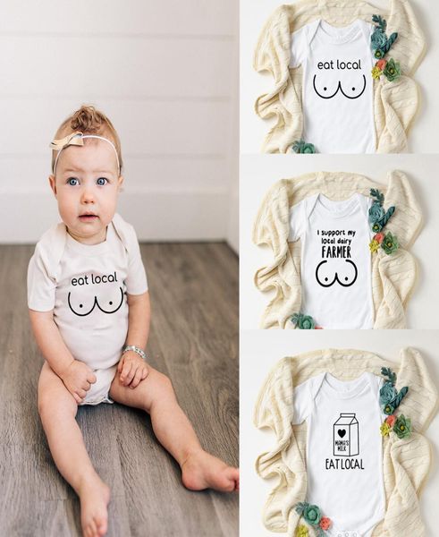 Stillen Eat Local Bodysuit Still-Kleinkind-Shirt Lustige Baby-Bodys Sommer Kurzarm-Overall Lässiger Einteiler 024M1716327