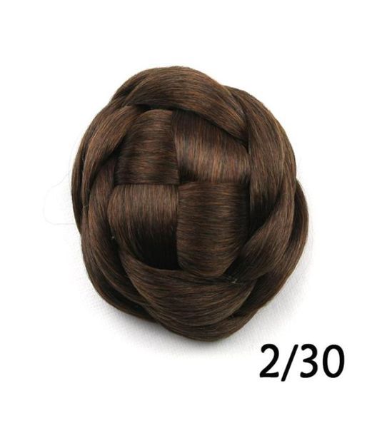 Wholelight kahverengi örgülü topuz saç parçaları saç bunlar chignon saç sentetik saç çırpınmalar renk 2309304162