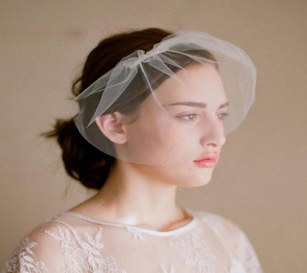 Galhos mel birdcage véus de casamento rosto blush peças de cabelo de casamento uma camada curta nupcial headpieces véus de noiva v0129540245