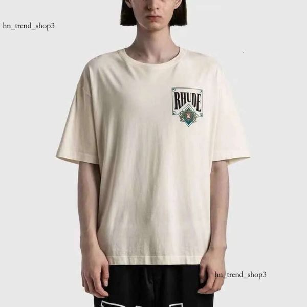 Designer de roupas de moda camisetas Hip Hop Camisetas Rhude American High Street Trend Marca Verão Homens Mulheres Gênero Livre Jogando Cartas Impressas Algodão Solto 643