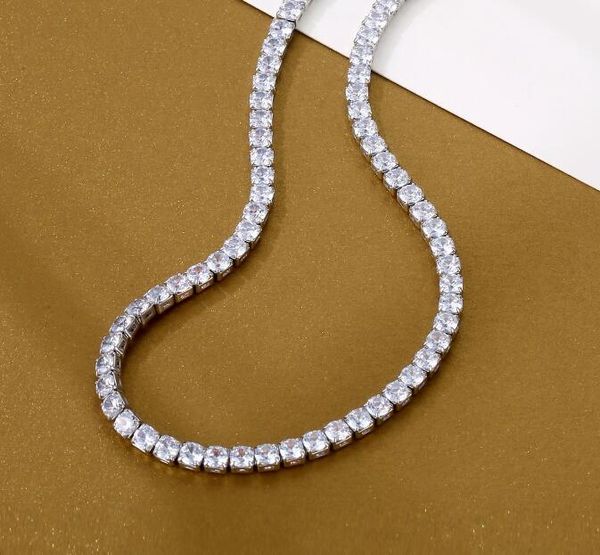 ожерелье-браслет Pass Diamond тестер Iced Out Bling Муассанит Алмазные ювелирные изделия в стиле хип-хоп 925 Серебряная теннисная цепочка 2024315