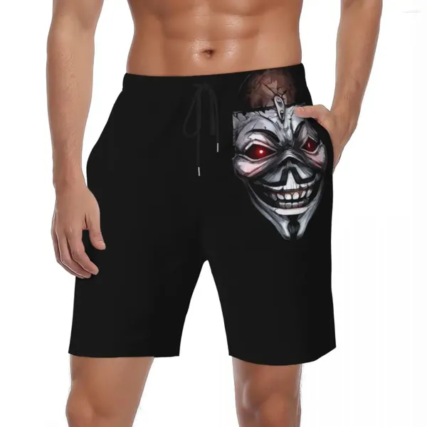 Herren-Shorts, Sommer-Brett, Herren-Maske, Totenkopf, Laufen, Surfen, gruseliges Horron-Design, Strand, Y2K-Spaß, schnell trocknende Badehose in Übergröße