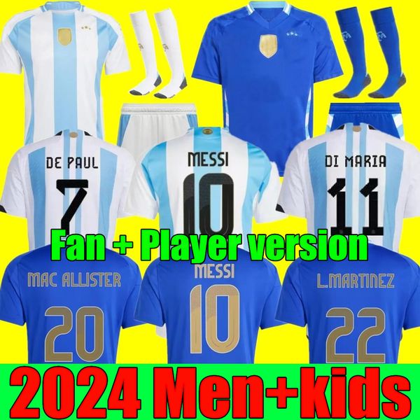 2024 Arjantin 3 Yıldız Yeni Futbol Formaları 24 25 J.Aarez Dybala di Maria Martinez Maradona Futbol Gömlek Erkek Kadın Çocuk Kiti Messis Allister de Paul