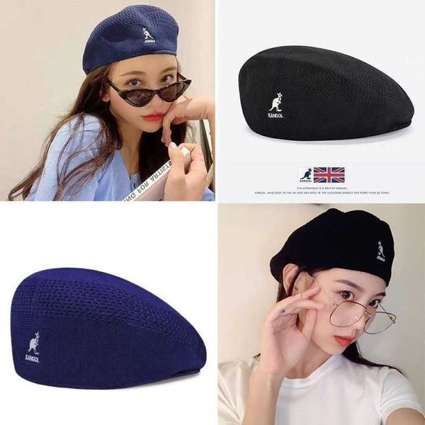 Boina canguru para mulheres verão fino kangol britânico retro pintor chapéu maré malha boné de pico masculino ins chapéu feminino gorros mujer q0703217k