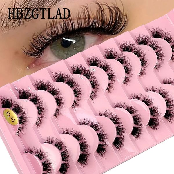 10 pares 3d vison cílios invisível banda lash extensão natural falso cruz cluster fada grande olho longo cílios falsos 240311