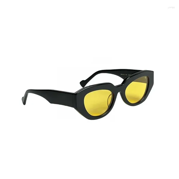 Güneş Gözlüğü 2024 Oval Asetat Kız Kadınlar İçin Siyah Vintage Party Estetik Moda Garip Marka Tasarımcısı Serin Yaz Güneş Gözlükleri