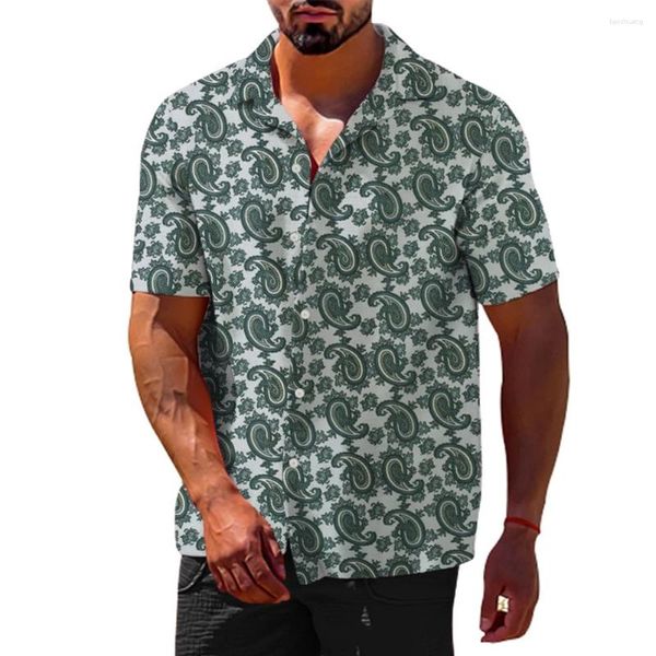 Camisas masculinas versáteis com estampa floral havaiana, perfeitas para praia ou uso casual, manga curta com botões, vários tamanhos disponíveis!