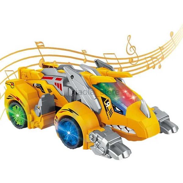 Giocattoli di trasformazione Robot Auto dinosauro che trasforma 2 in 1 auto giocattolo auto giocattolo con musica leggera ruota dinosauro universale automatica per bambini all'aperto 2400315
