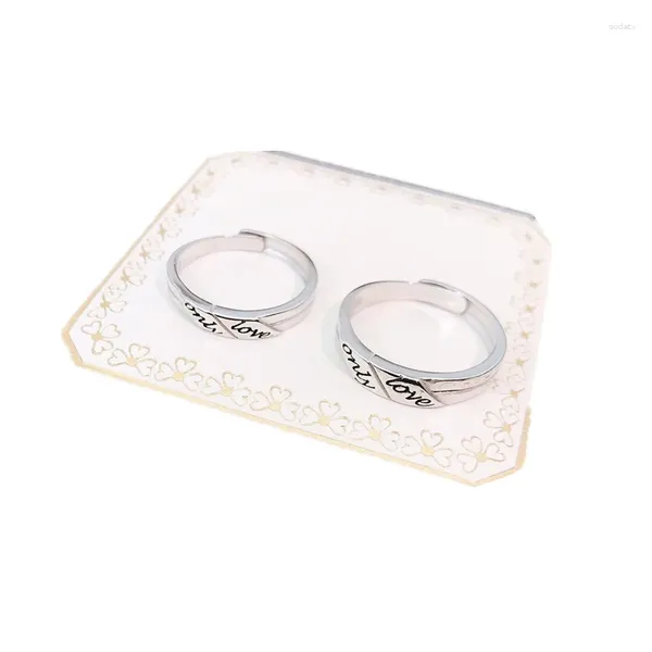 Anéis de cluster S925 Sterling Silver 925 Amante Original Luxo Aberto Livremente Redimensionável Incrustado Apenas Texto de Amor Belo Charme Par Anel