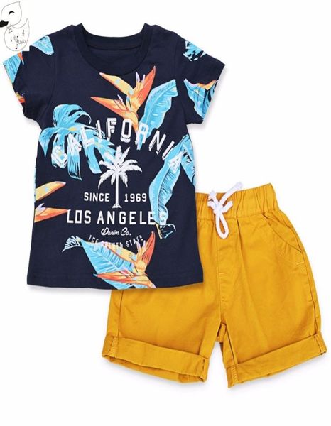 Baby Jungen Shorts Sommer T-Shirt Baumwolle Sport Brief gedruckt Set Kinder Anzug Fabrik Kosten billig Whole5324666