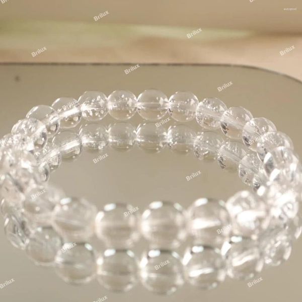 Pulseira de cristal opalite branco Strand Brilux 6 mm para serenidade e clareza com pedras preciosas de cura genuínas