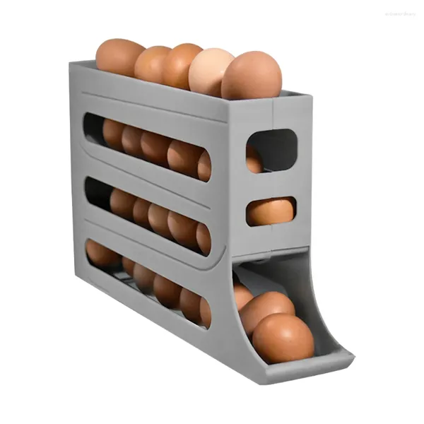 Armazenamento de cozinha Distribuidor de ovo de 4 camadas de 4 camadas 30 Recipiente de recipiente suporte automático para o gabinete de kichen da geladeira