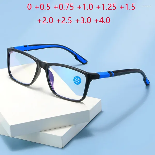 Óculos de sol confortável tr90 anti raios azuis óculos de leitor quadrado para visão mais mulheres homens hipermetropia óculos de prescrição 1.0 1.5 a 4