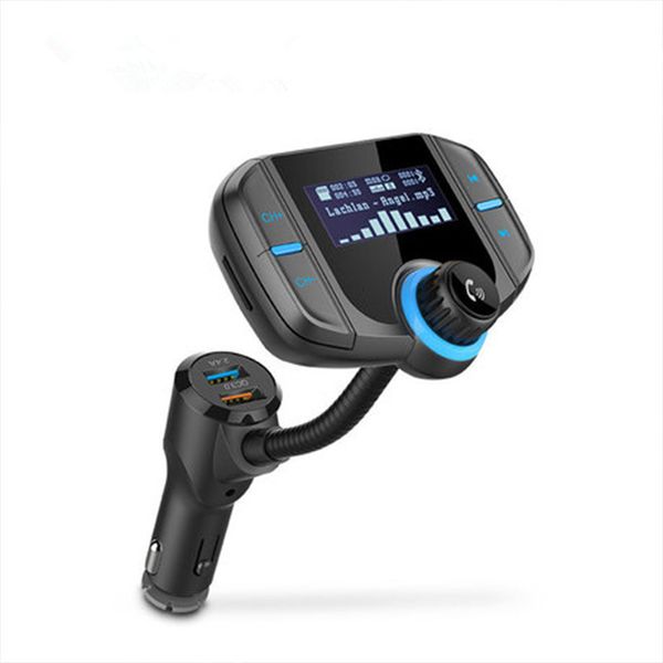 Trasmettitori FM Bluetooth Trasmettitore FM a grande schermo da 1,44 pollici Caricatore per auto doppio USB QC3.0 Audio vivavoce Lettore musicale MP3 Kit per auto BT70