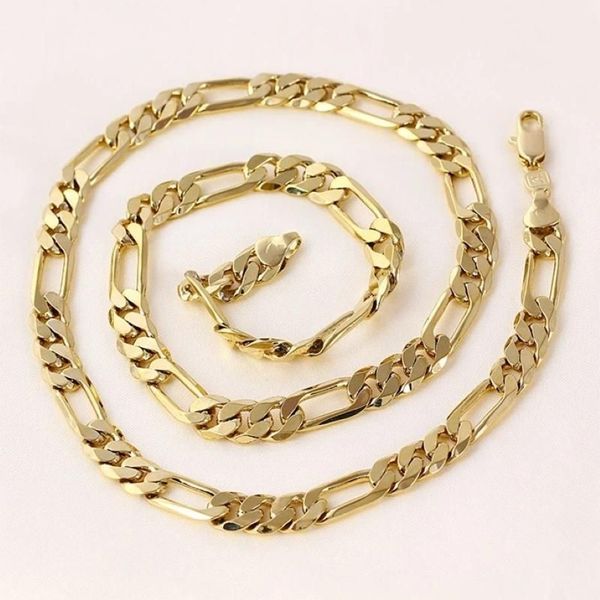 Chains Herren-Halskette aus 24-karätigem Massivgold GF, 8 mm, italienische Figaro-Gliederkette, 24 Zoll258I