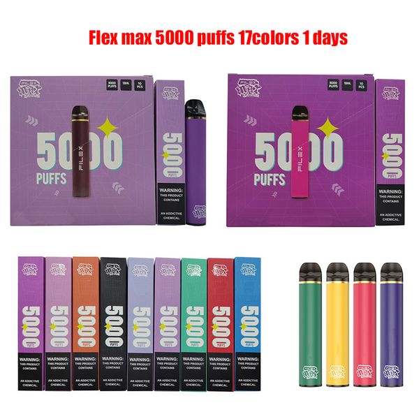 Puff flex 5000 sbuffi Sigarette elettroniche 12 ml 650 mah 2% 5% Dispositivo preriempito Vape monouso Autorizzato 17 gusti piacevoli Vape