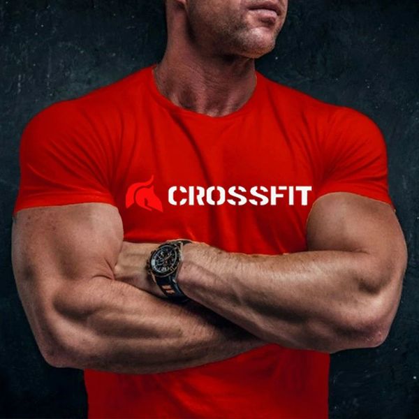 Мужская хлопковая футболка для кроссфита, тренировочный топ, спортивная одежда, одежда для бодибилдинга, одежда для активного отдыха, модные простые футболки с рисунком мышц 240229