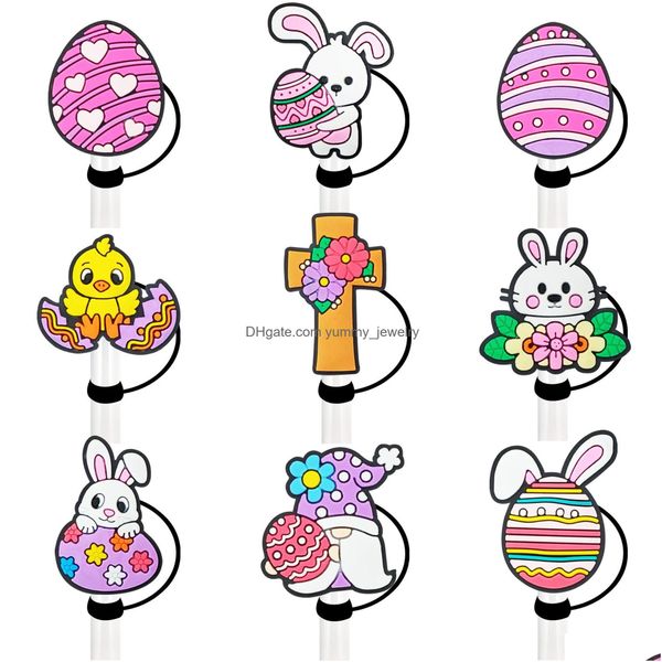 Drinking Sts 16 Farben Baby Mädchen Osterhase Sile St Toppers Zubehör Er Charms Wiederverwendbarer spritzwassergeschützter Staubstopfen Dekorativ 8 mm/10 mm Otiri