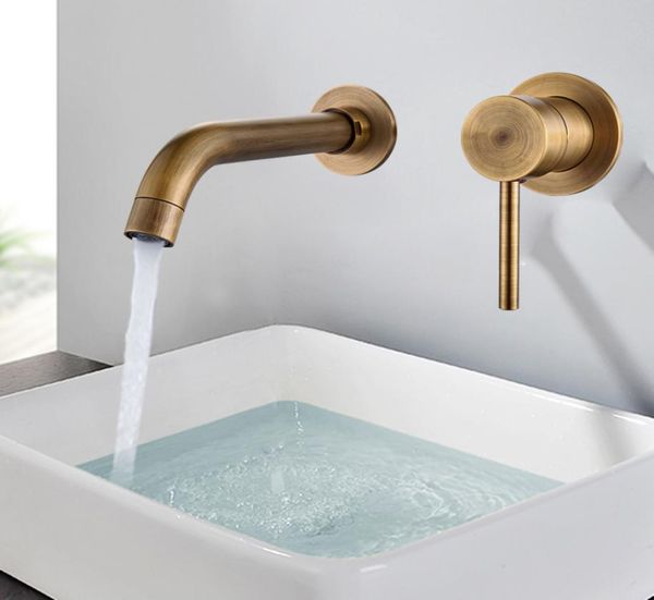 Rubinetto moderno per lavabo a parete in ottone Rubinetto per lavandino del bagno Rubinetto per vasca con bocca girevole Rubinetto per vasca monocomando Miscelatore per lavabo bianco Gru1355216