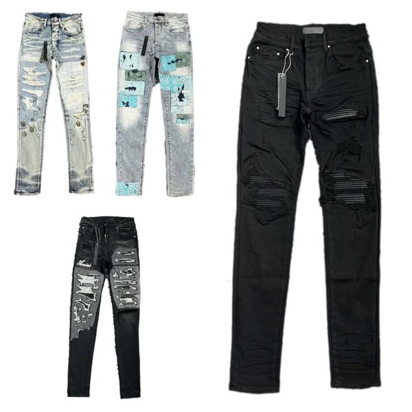 Stack Jeans Man Y2k Джинсы Дизайнерские джинсы Мужские узкие джинсы Desig Colors Брюки Длинные наклейки Hippop Вышивка Джинсовые прямые уличные брюки Узкие брюки Размер 26