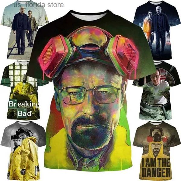 T-shirt da uomo Breaking Bad T-shirt stampata 3D Hip Hop Abbigliamento uomo Y2k Top Moda casual T-shirt calde Ropa Hombre T-shirt oversize allentata Y240321