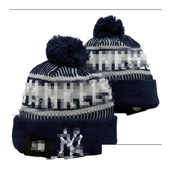 Шапки/кепки New York Beanies Ny Yankees Bobble Hats Бейсбольный мяч 2023-24 Модельерская панама Массивная вязка с искусственным помпоном Beani Otfdl