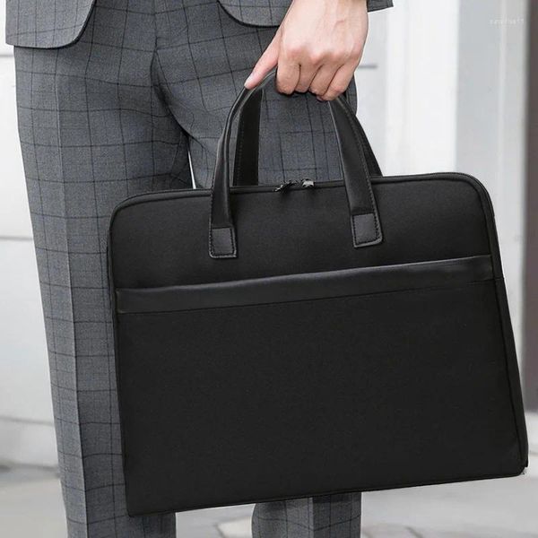 Pastas homens maleta saco oxford bolsa de negócios masculino grande capacidade arquivo documento escritório portátil computador portátil caso
