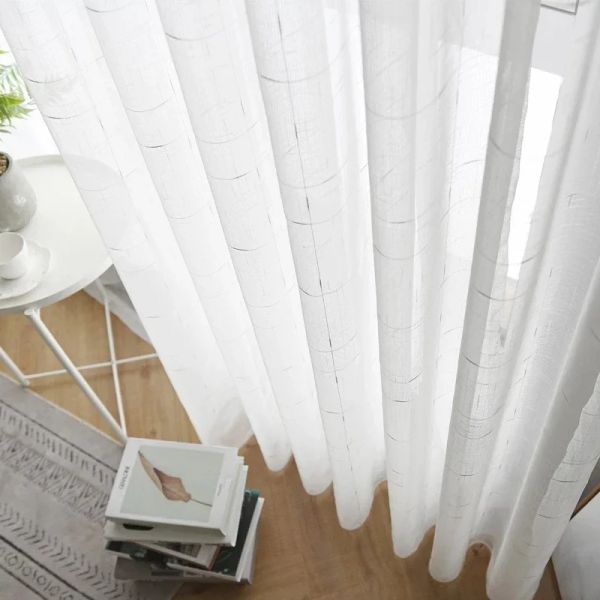 Cortinas lismo europa linho branco tule cortina quarto luxo sheer cortinas para sala de estar painéis cozinha janela tratamento