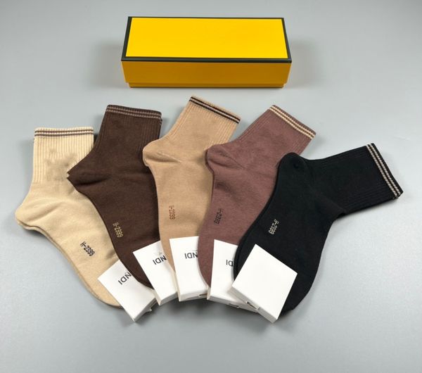 5 Paare/Box Herrensocken Luxus-Designer-Socken Einfarbig Schwarz Weiß Grau Atmungsaktive Baumwoll-Sportsocken Marken-Herrensocken Damensocken