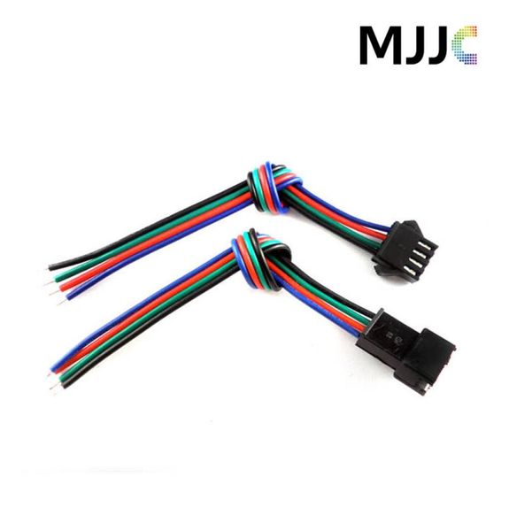 10 комплектов светодиодных разъемов JST «папа-мама» с 15-см 4-контактным кабелем RGB 22AWG с одной стороны для светодиодных полосок RGB 3528 50505108109