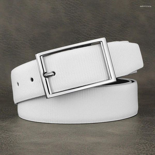 Cinture di alta qualità classica fibbia ad ardiglione da uomo in pelle di design di lusso cinturino bianco casual per ragazzi jeans Ceinture Homme