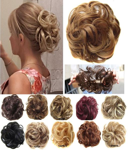 1 adet sentetik dağınık chignon çörek gary kahverengi saç topyası elastik saç kauçuk bant saç uzantıları9509973