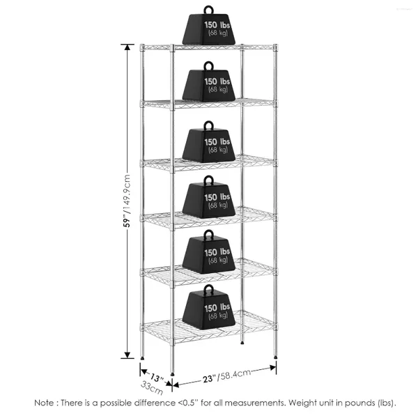 Scaffale da cucina Wayar in metallo a 6 ripiani 23 x 13 59 cromato