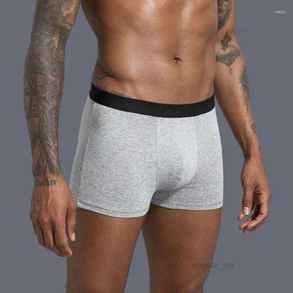 Mutande Boxer lunghi elastici per uomo Mutandine da uomo in cotone Boxer con stampa familiare Intimo da uomo aperto sul davanti Pantaloncini maschili sexy