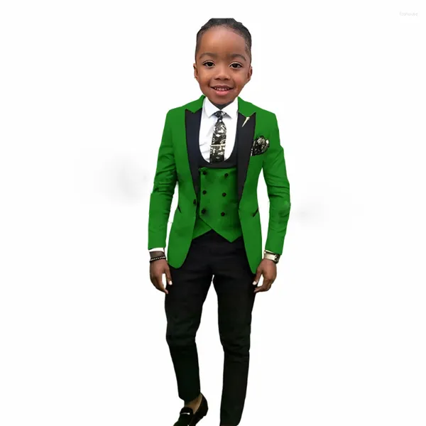 Ternos masculinos clássicos de 3 peças para meninos cavalheiro elegante roupa formal infantil blazer colete e calça festa