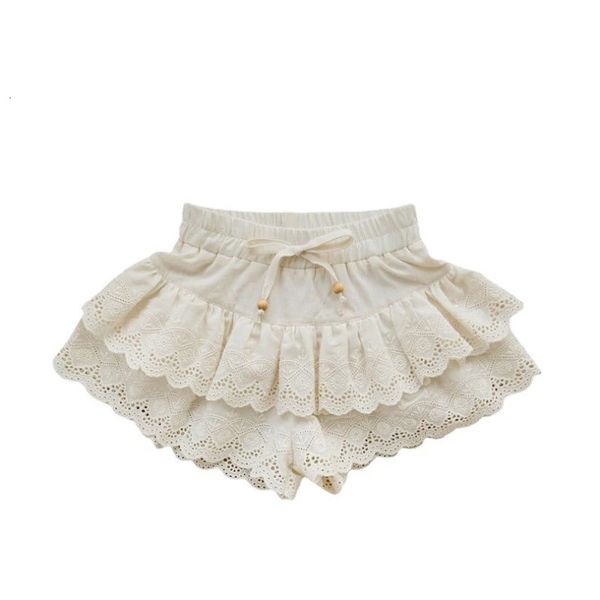 Sommer Baumwolle Rüschen Baby Mädchen Shorts Mädchen Spitze Rüschen Shorts Kinder Aushöhlen Doppel Schichten Hosen 1-13Yrs Kinder Kurze CL921 240305